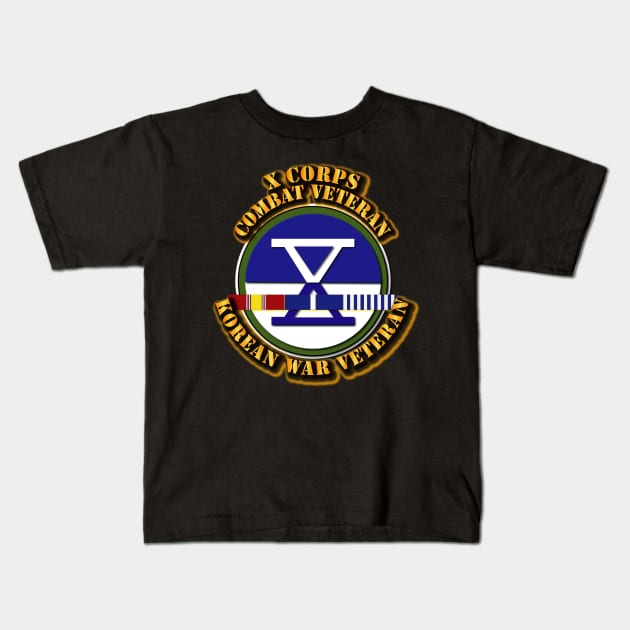 Army - X Corps - Korea w SVC Ribbons Kids T-Shirt by twix123844